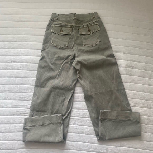 SPANX Light Green Wide Leg Cropped Utility Pants - Picture 3 of 11